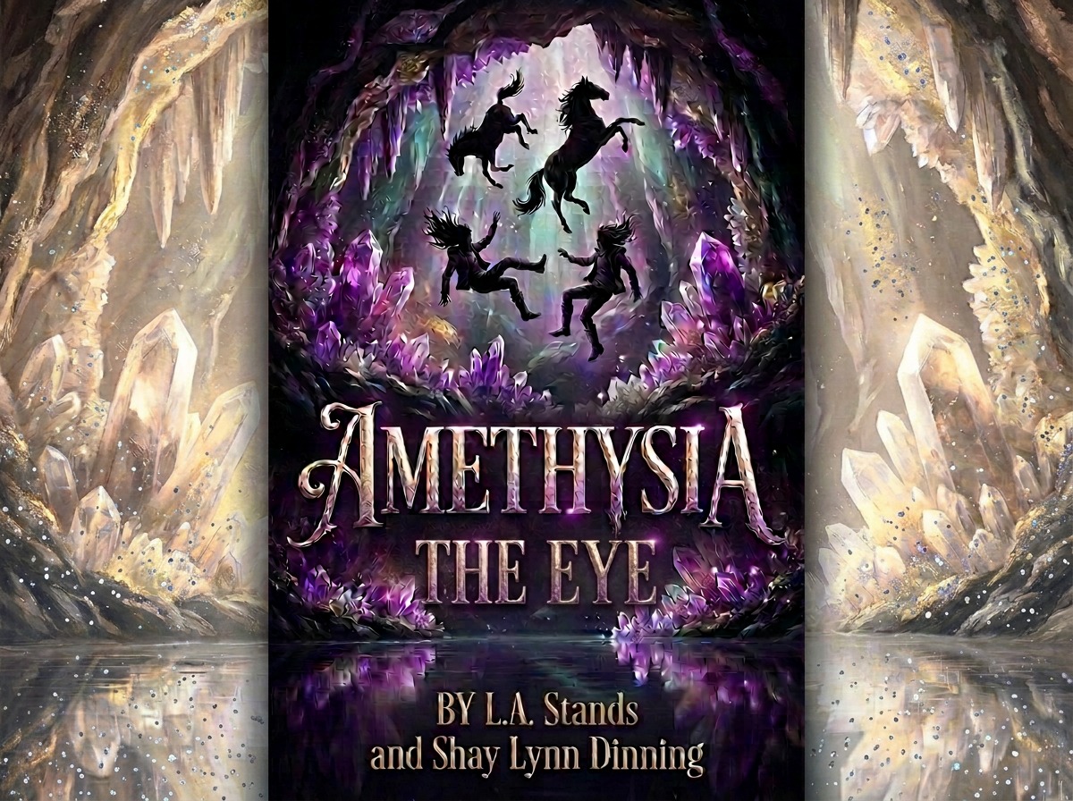 Amethysia Book III — The Eye cover, wraparound crystal cavern jacket